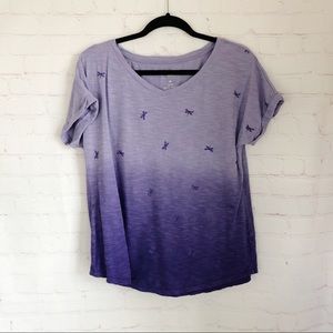 💐5/$25!💐Sonoma purple ombré v-neck dragonfly tee
